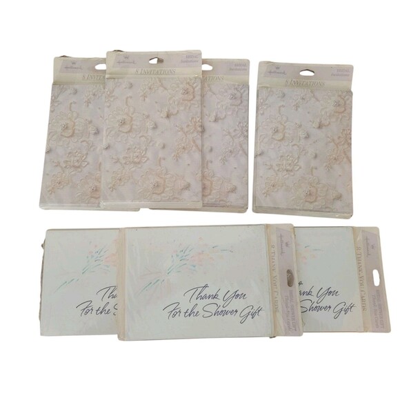 Vintage Lot Of Hallmark Bridal Shower Invitations And Thank You Cards Sealed 64 - Picture 1 of 8